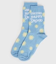 New Look Bright Blue Sunshine Being Happy Is a Mood Socks